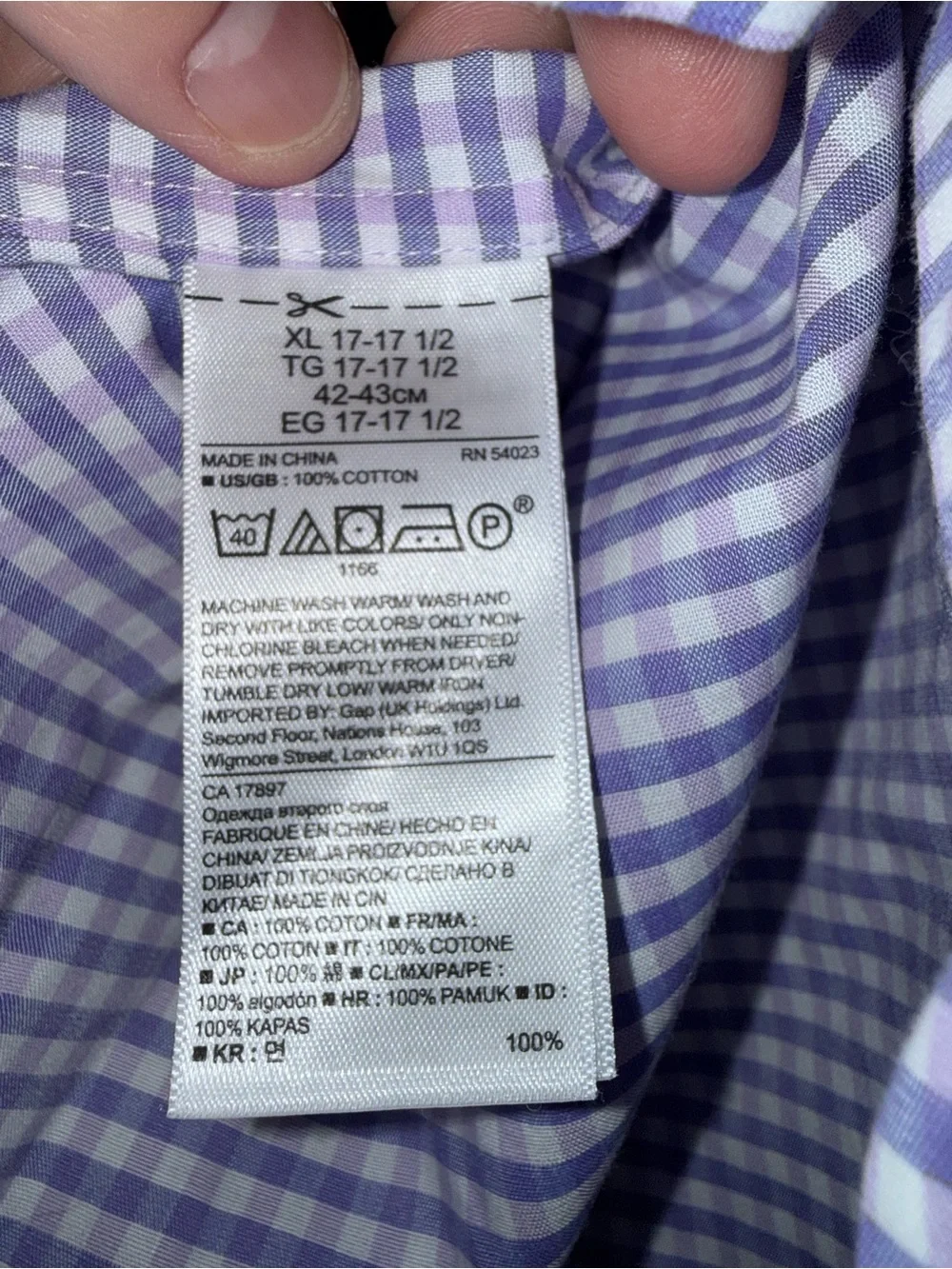 Banana Republic Grant Fit Men's Lilac Gingham Button-Down Shirt Size XL